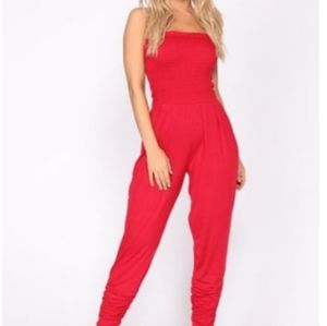 Fashion Nova NWT red jumpsuit XL